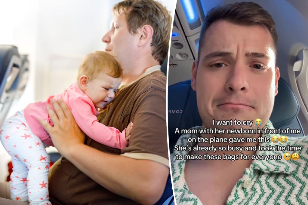 Mom's gift to passengers sitting next to the baby on the plane shares the internet